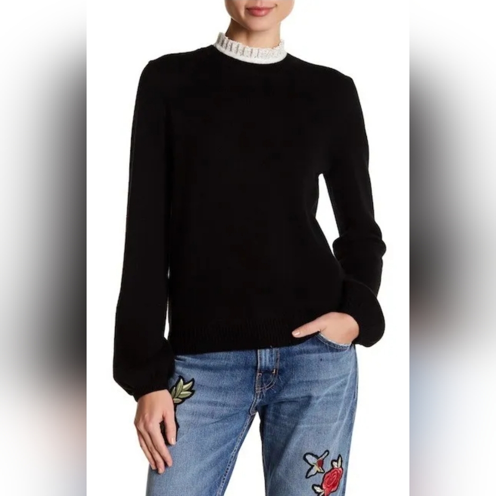 Joie Women's Affie Wool & Cashmere Lace Trim Layered Knit Sweater Size S